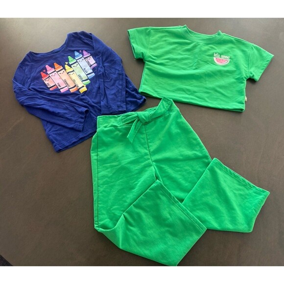 Girls outfit bundle Size 4T set of top & straight leg jogger pants + crayon top - Picture 1 of 13